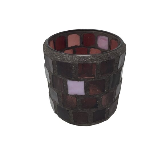Mosaic Glass Tealight Candle Holder - 3 Inches tall - Picture 2 of 13